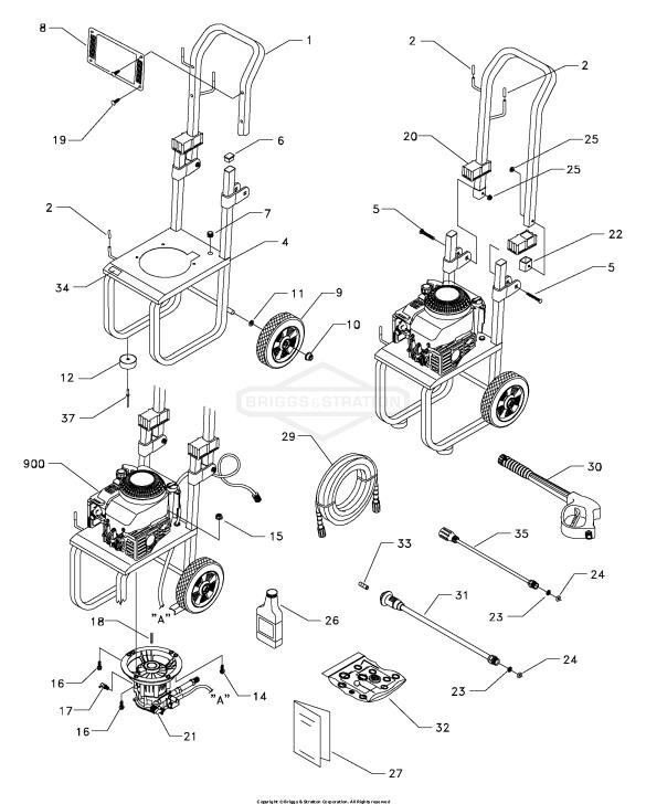 Briggs & Stratton pressure washer model 18110 replacement parts, pump